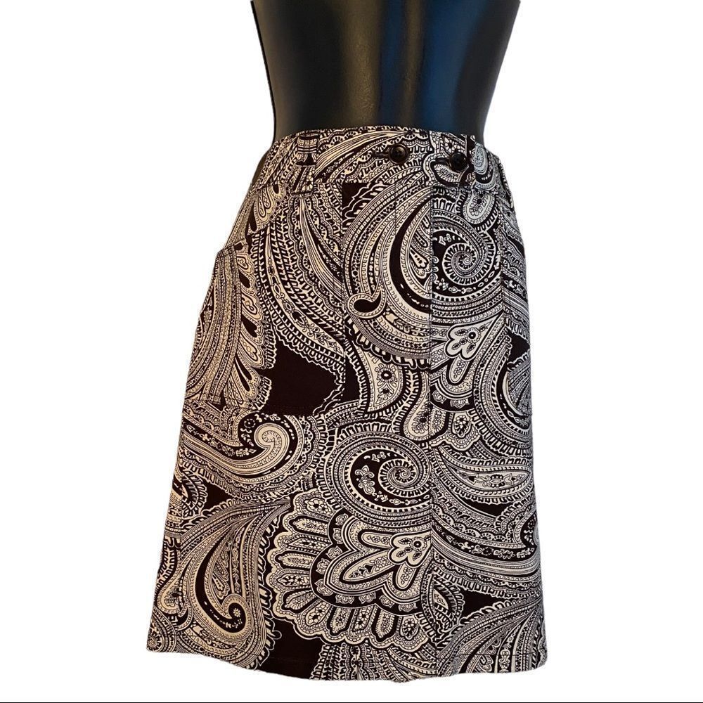 Ann Taylor Black and White Paisley Skirt